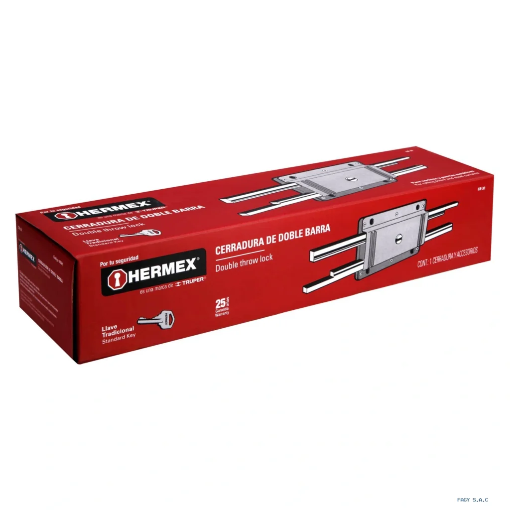 Cerradura doble barra, doble cerrojo, HERMEX 43501