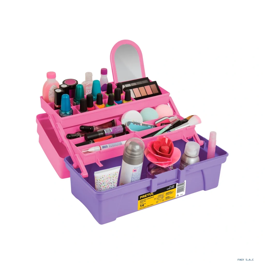 Caja cosmetiquera 14", rosa/morado, Pretul 25052