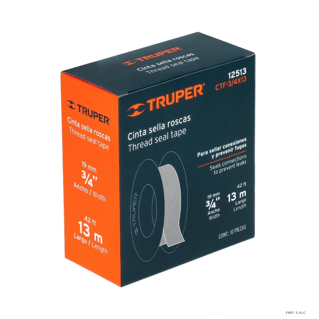 Cinta sella roscas 3/4" x 13m, uso general, TRUPER 12513