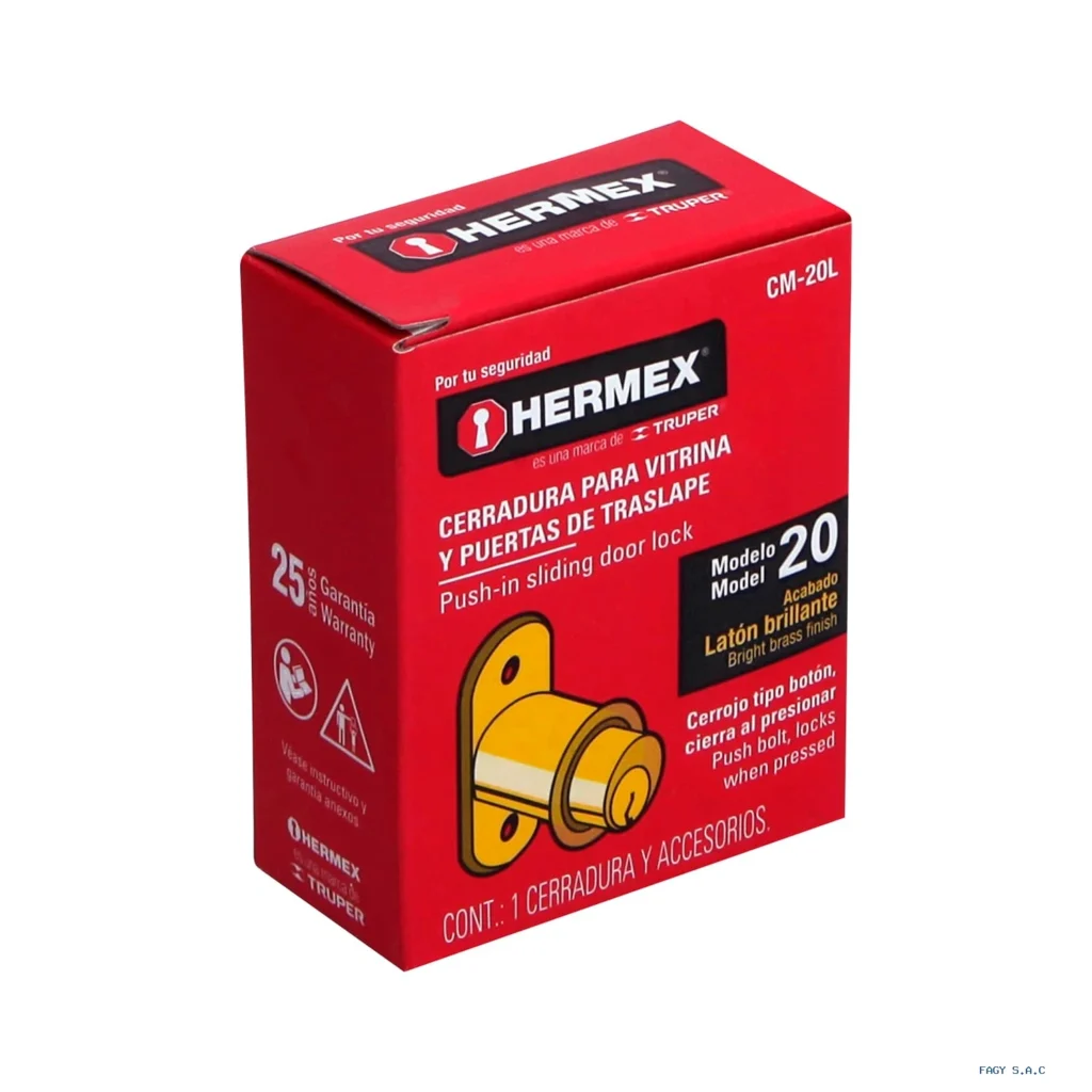 Cerradura para mueble, modelo 20, latón, HERMEX 43569