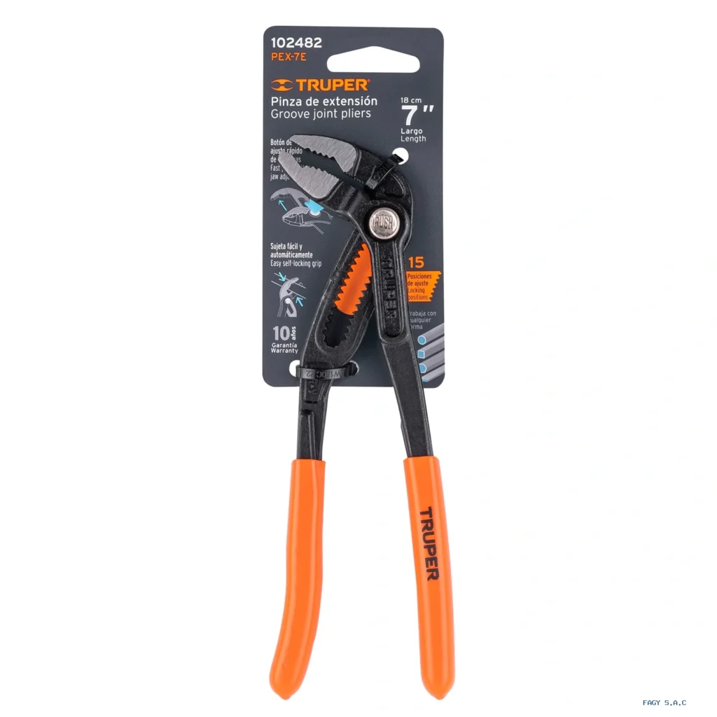 Pinza de extensión 7", mango de PVC, Truper 102482