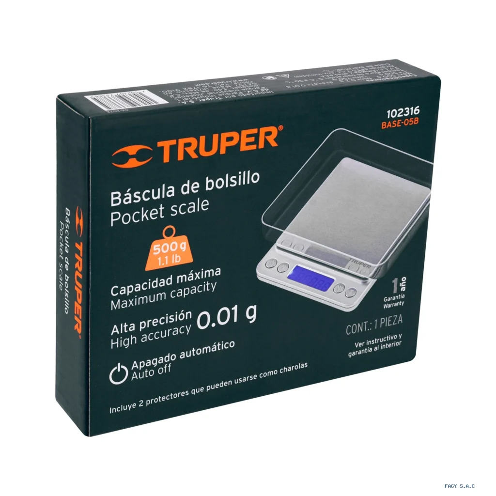Báscula electrónica de precisión, de bolsillo, 500 g, Truper 102316