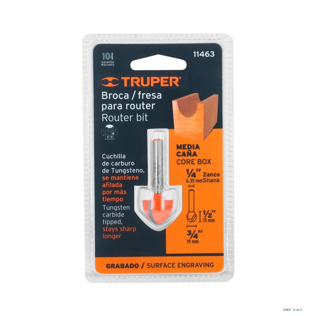 Broca para router, media caña, 3/4", Truper 11463