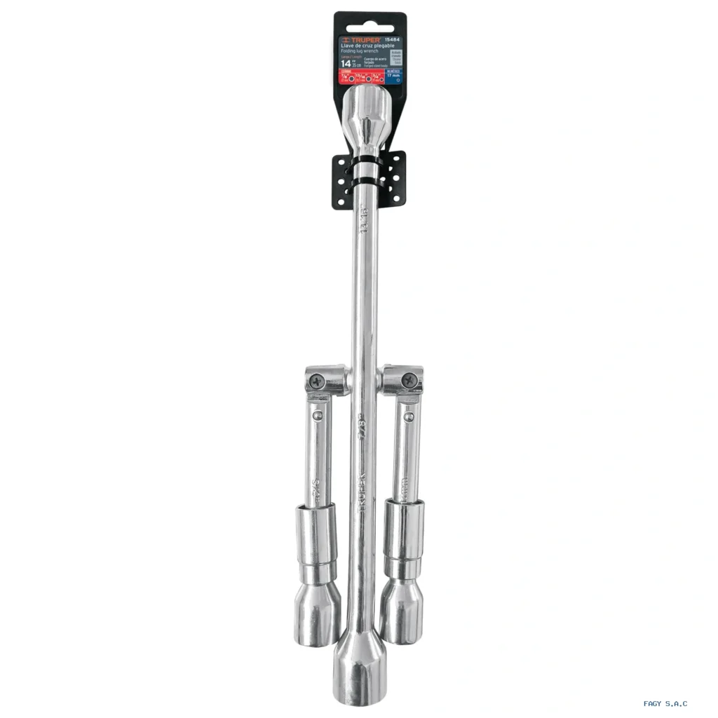 Llave de cruz 14" plegable pulida y cromada, TRUPER 15484