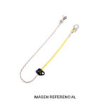 Elemento de amarre para posicionamiento con bloqueador de cuerda y conector